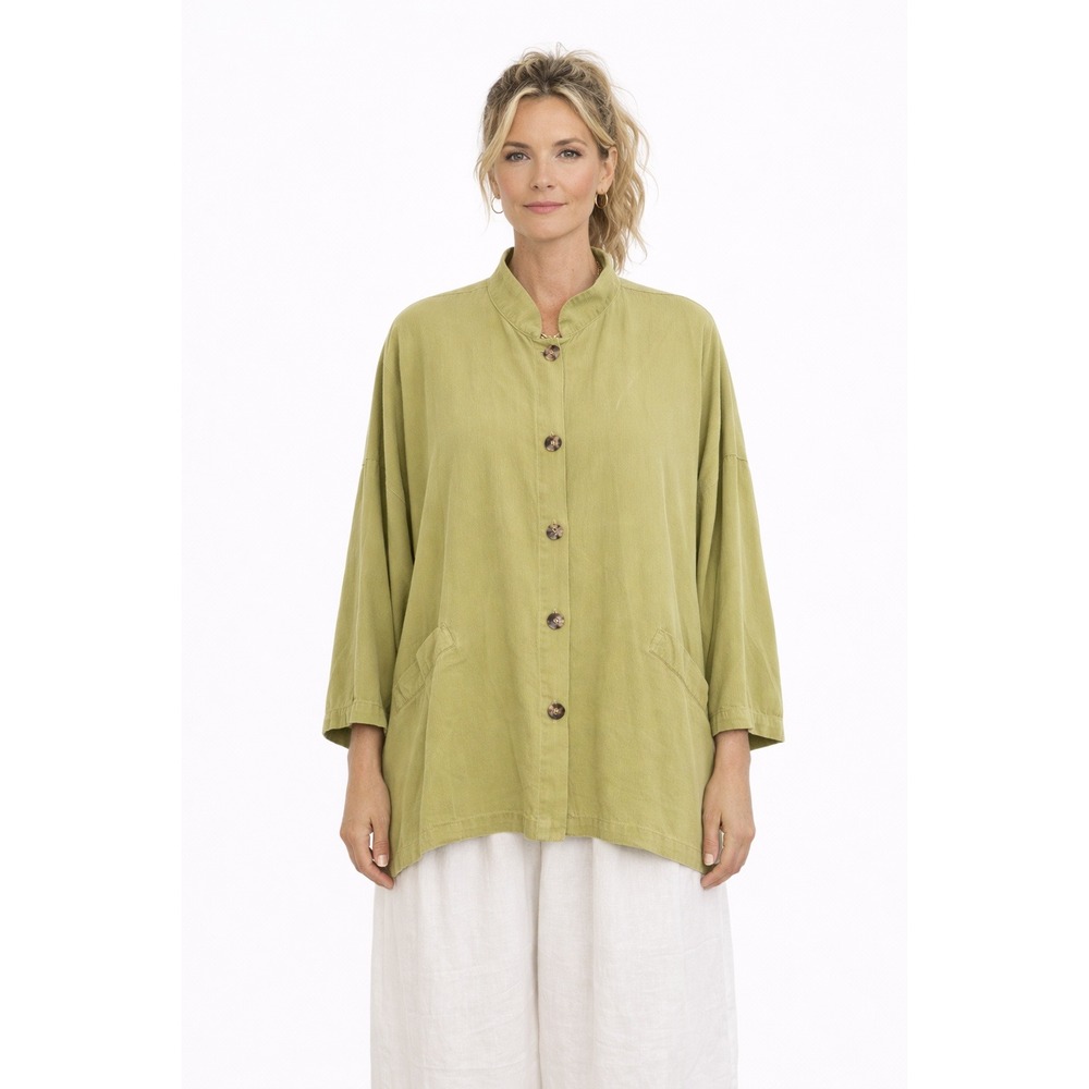 Bryn Walker Light Green Oversized Lagenlook button up Shirt Lightweight Jacket M